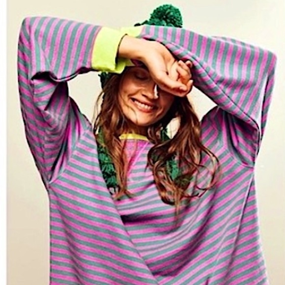 NEW Free People Classic Striped Oversized Crewneck - Picture 8 of 8